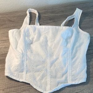 Hollister White Smocked Top